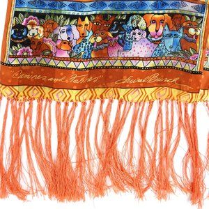 Laurel Burch Canines and Felines Fringe Scarf Cats and Dogs